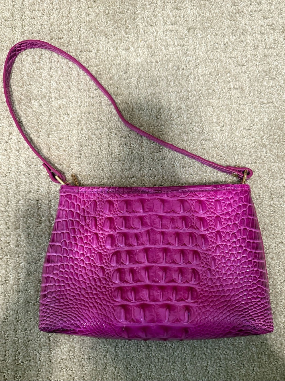 Brahmin Fuchsia Croc-Embossed Shoulder Bag - Women - Picture 2 of 5